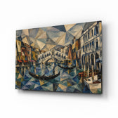 Venice Grand Canal glass wall art, angled view of the tempered glass panel