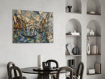 Venice Grand Canal glass wall art shown in a warm, styled interior setting