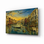 Venice Grand Canal glass wall art, angled view of the tempered glass panel
