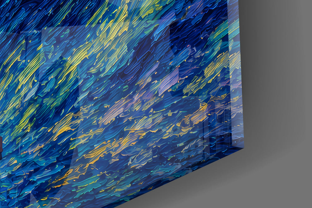Statue of Liberty glass wall art close-up detail of the printed surface on tempered glass