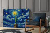 Statue of Liberty glass wall art hanging as a focal point in a modern room