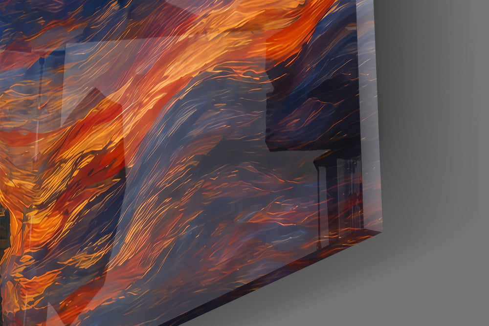 Statue of Liberty glass wall art close-up detail of the printed surface on tempered glass