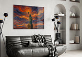 Statue of Liberty glass wall art styled in a contemporary living room