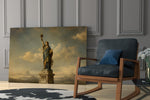Statue of Liberty glass wall art hanging as a focal point in a modern room