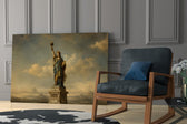 Statue of Liberty glass wall art hanging as a focal point in a modern room