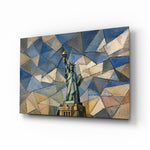 Statue of Liberty glass wall art, angled view of the tempered glass panel