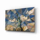 Statue of Liberty glass wall art, angled view of the tempered glass panel