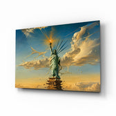 Statue of Liberty glass wall art, angled view of the tempered glass panel