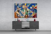Statue of Liberty glass wall art displayed above a console in a modern interior