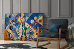 Statue of Liberty glass wall art hanging as a focal point in a modern room