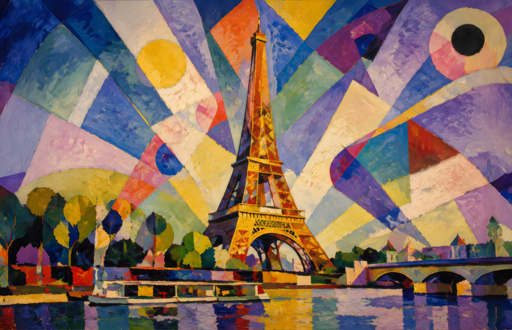 Eiffel Tower Kandinsky Style Glass Wall Art