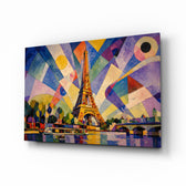 Eiffel Tower glass wall art, angled view of the tempered glass panel
