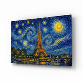Eiffel Tower glass wall art, angled view of the tempered glass panel