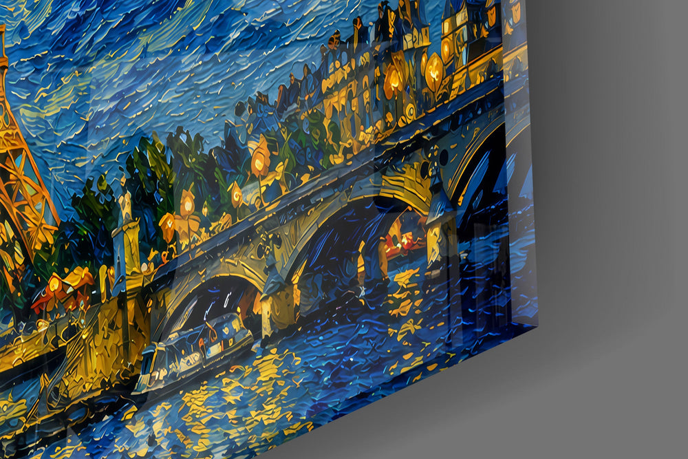 Eiffel Tower glass wall art close-up detail of the printed surface on tempered glass