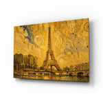 Eiffel Tower glass wall art, angled view of the tempered glass panel
