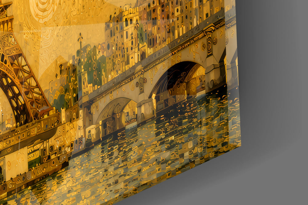 Eiffel Tower glass wall art close-up detail of the printed surface on tempered glass