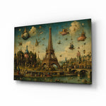 Eiffel Tower glass wall art, angled view of the tempered glass panel