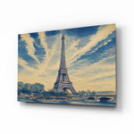 Eiffel Tower glass wall art, angled view of the tempered glass panel