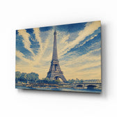 Eiffel Tower glass wall art, angled view of the tempered glass panel