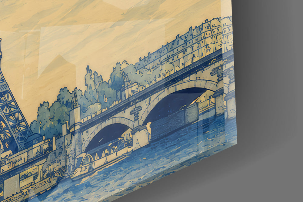 Eiffel Tower glass wall art close-up detail of the printed surface on tempered glass