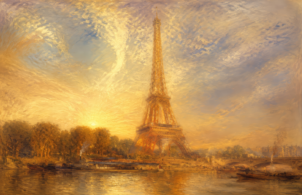 Eiffel Tower Turner Style Glass Wall Art