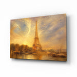 Eiffel Tower glass wall art, angled view of the tempered glass panel