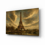 Eiffel Tower glass wall art, angled view of the tempered glass panel