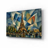 Eiffel Tower glass wall art, angled view of the tempered glass panel