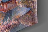 Mount Fuji Pagoda glass wall art close-up detail of the printed surface on tempered glass