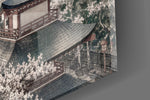 Mount Fuji Pagoda glass wall art close-up detail of the printed surface on tempered glass