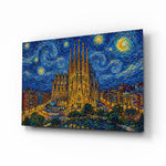 Sagrada Familia glass wall art, angled view of the tempered glass panel