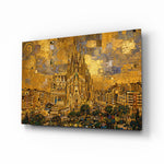 Sagrada Familia glass wall art, angled view of the tempered glass panel