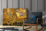 Sagrada Familia glass wall art hanging as a focal point in a modern room