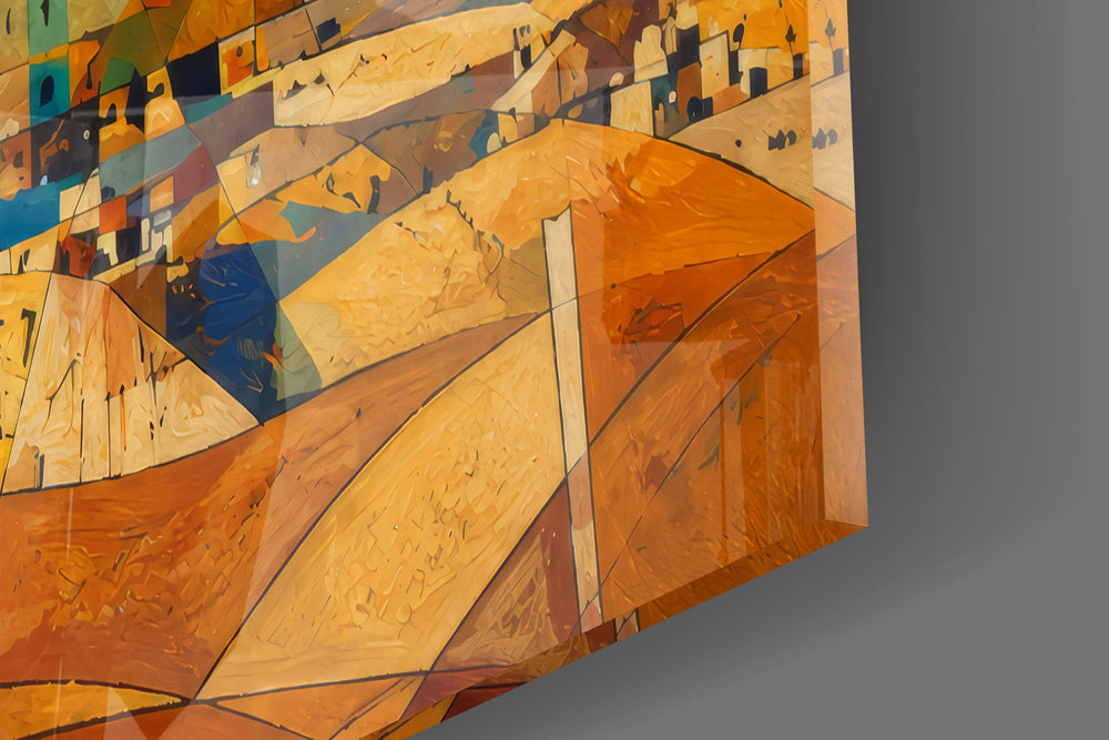 Pyramids of Giza glass wall art close-up detail of the printed surface on tempered glass
