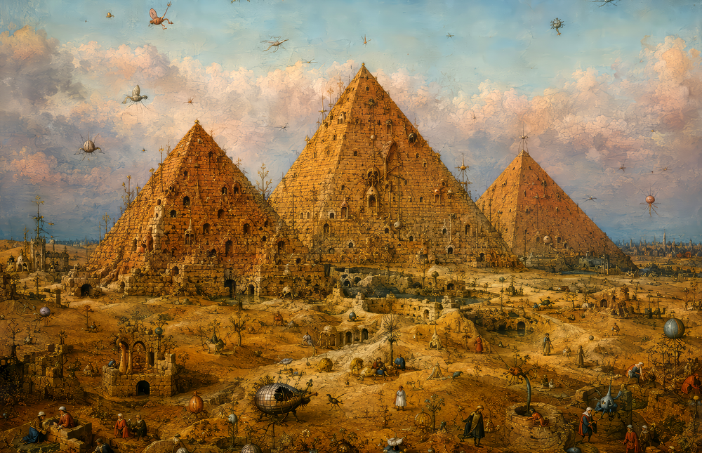 Pyramids of Giza Bosch Style Glass Wall Art