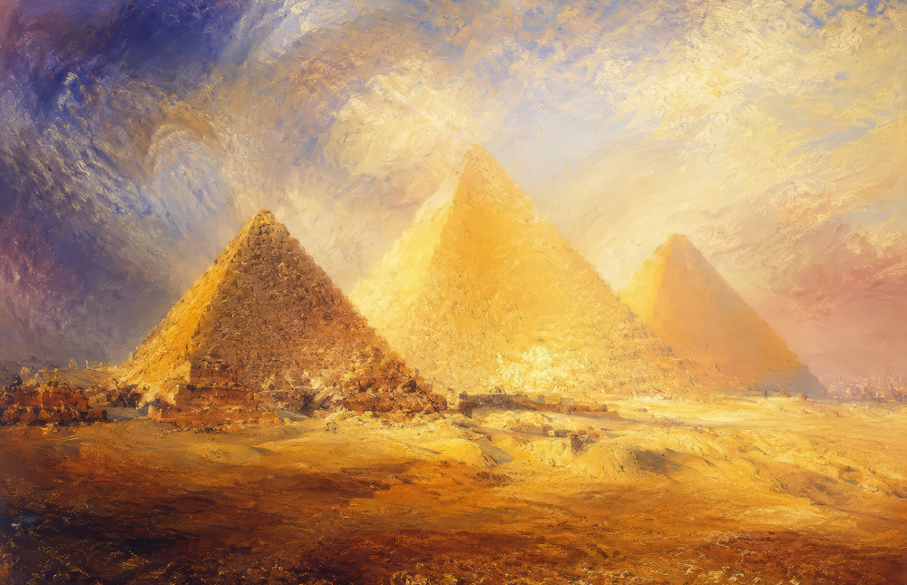 Pyramids of Giza Turner Style Glass Wall Art
