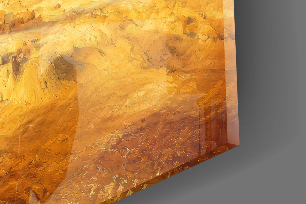 Pyramids of Giza glass wall art close-up detail of the printed surface on tempered glass
