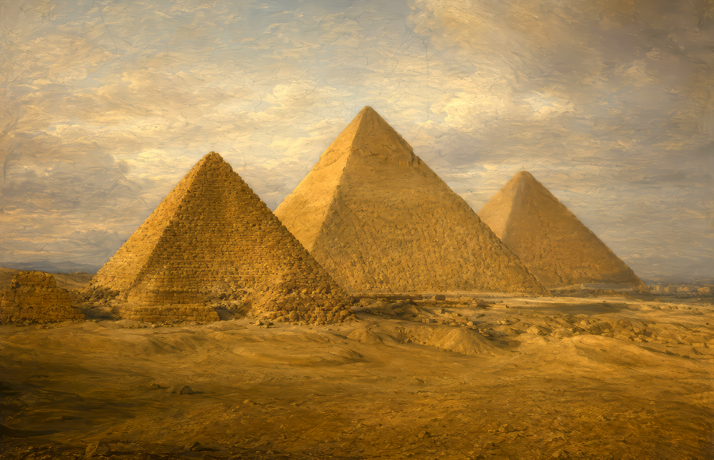 Pyramids of Giza Da Vinci Style Glass Wall Art