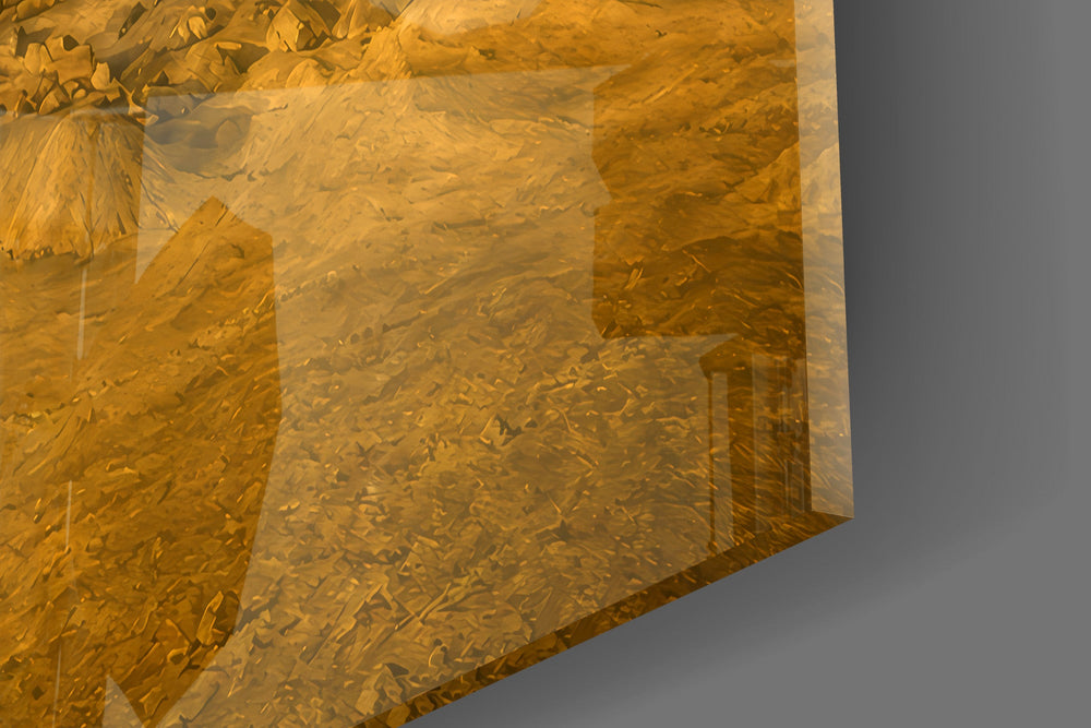 Pyramids of Giza glass wall art close-up detail of the printed surface on tempered glass
