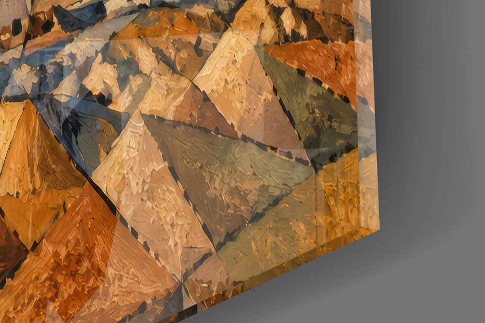 Pyramids of Giza glass wall art close-up detail of the printed surface on tempered glass