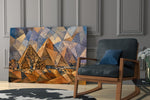 Pyramids of Giza glass wall art hanging as a focal point in a modern room