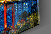 Istanbul Bosphorus Bridge glass wall art close-up detail of the printed surface on tempered glass