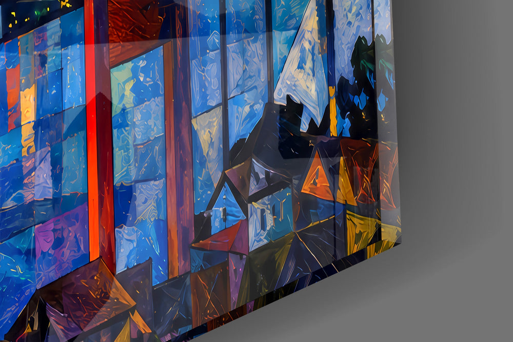 Istanbul Bosphorus Bridge glass wall art close-up detail of the printed surface on tempered glass