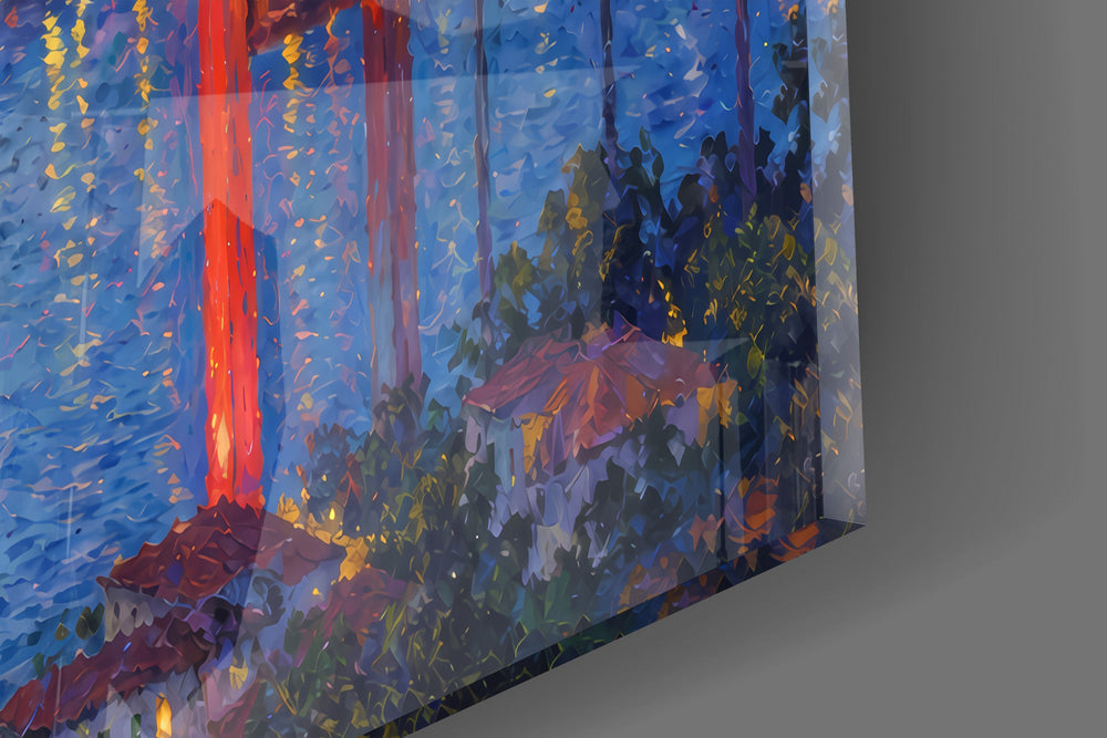 Istanbul Bosphorus Bridge glass wall art close-up detail of the printed surface on tempered glass