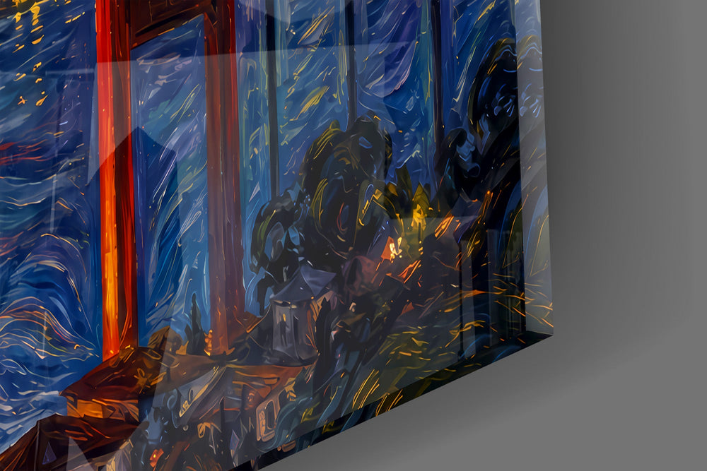 Istanbul Bosphorus Bridge glass wall art close-up detail of the printed surface on tempered glass
