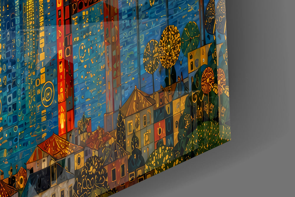 Istanbul Bosphorus Bridge glass wall art close-up detail of the printed surface on tempered glass