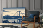 Istanbul Bosphorus Bridge glass wall art hanging as a focal point in a modern room