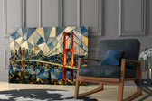 Istanbul Bosphorus Bridge glass wall art hanging as a focal point in a modern room