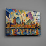 Big Ben Westminster glass wall art mounted flat on a grey wall