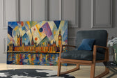 Big Ben Westminster glass wall art hanging as a focal point in a modern room